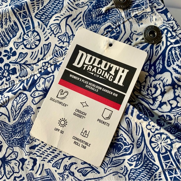 NWT Duluth 2X x31L Heirloom Gardening Bib Overalls Farm Toile Farm Garden Plant - Picture 7 of 10